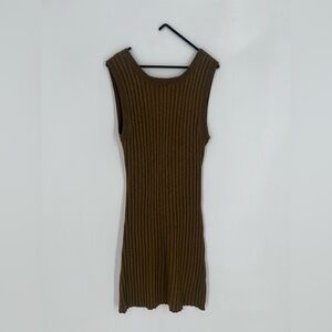 Posse Antonia Ribbed Knit Sleeveless Open Scopp Back Mini Dress In Olive
